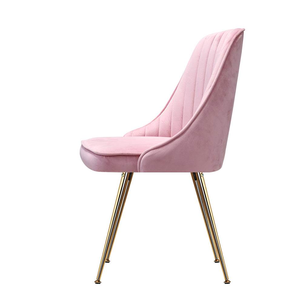 Dining Chairs Velvet Pink Set of 2 Nappa