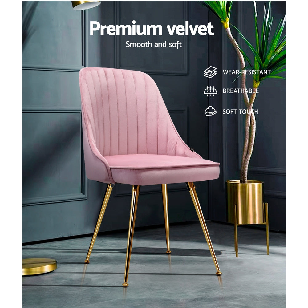 Dining Chairs Velvet Pink Set of 2 Nappa