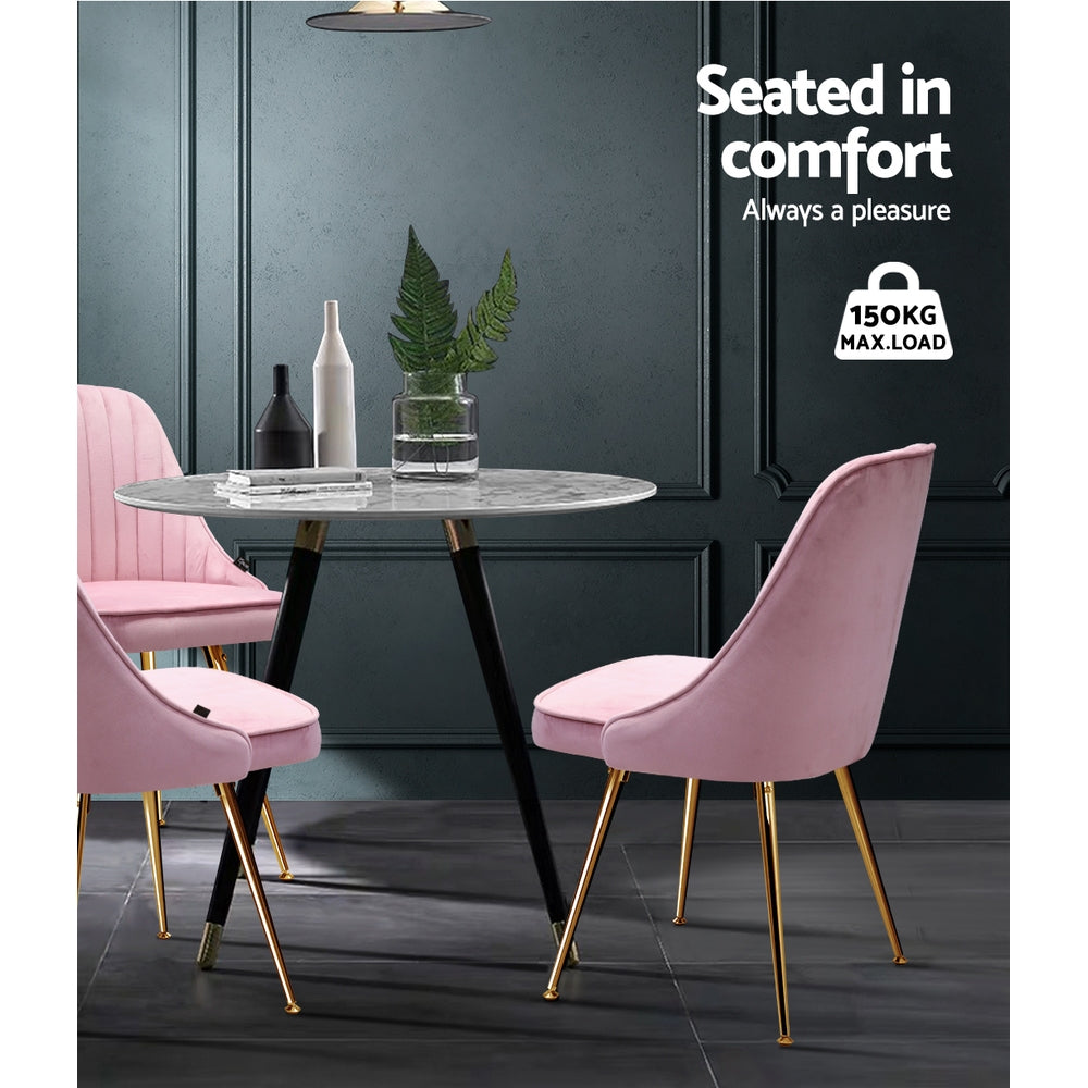 Dining Chairs Velvet Pink Set of 2 Nappa