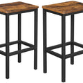 Set of 2 Rustic Wooden Bar Stools Brown with Black Frame 65cm