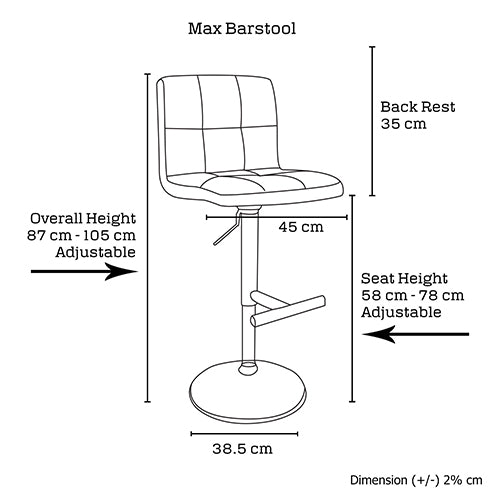 Set of 2 Max Gas Lift Bar Stools Red